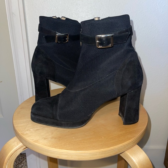 Vintage Nine West Black high heeled boots size 8 - Picture 1 of 5